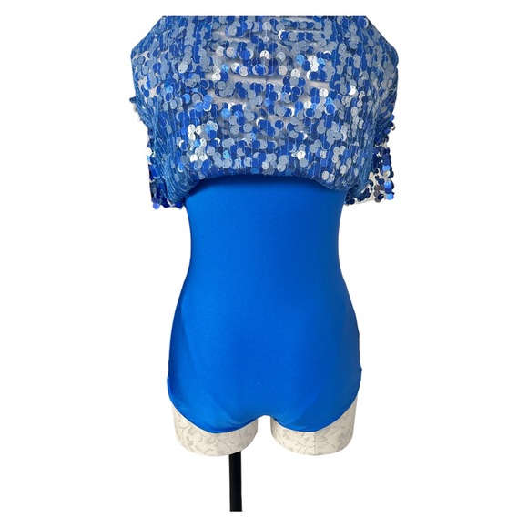 Revolution Dance Costume Blue & Silver Sequins  Sleeveless Tunic Size Med Adult - Picture 6 of 11